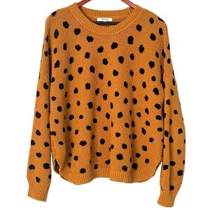 Madewell Mustard Polka Dot Cotton Knit Sweater Crewneck Womens Large
